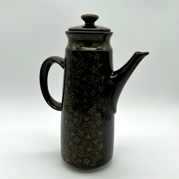Vintage Franciscan Madeira Tall Earthenware Coffee Pot - Brown w/ Green Floral - Picture 4 of 15